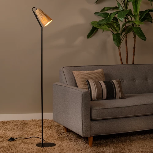 Lucide BENSEN - Vloerlamp - 1xE14 - Naturel - sfeer 1